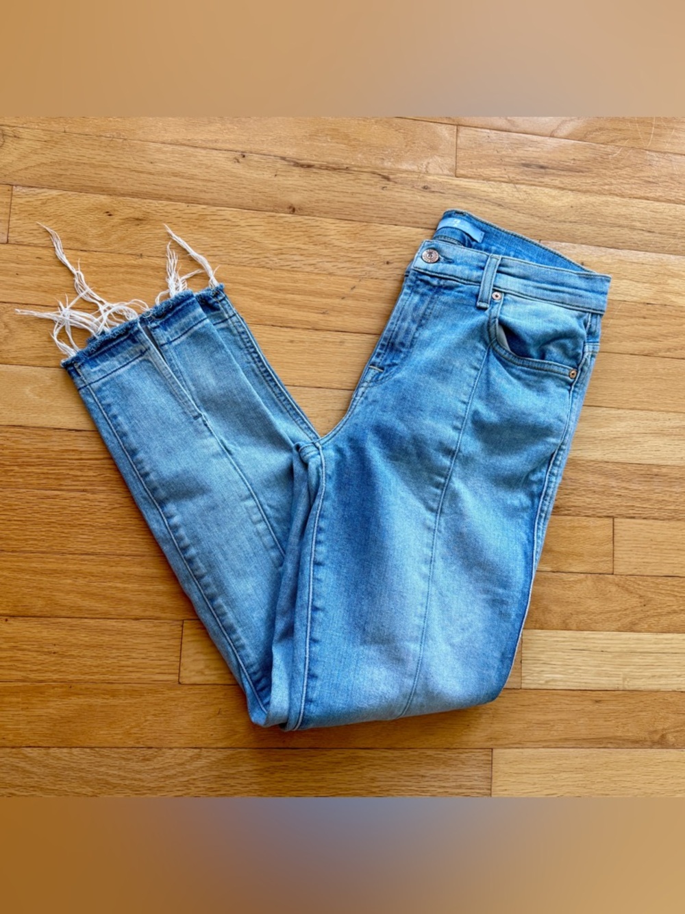 7 for All Mankind stretch denim skinny cropped ankle jeans women’s 28 - Picture 8 of 10